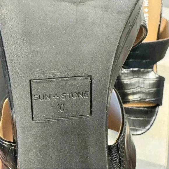 Şun and Stone Dariaa Womens Faux Leather Cut-Out Mule Sandals size 10 black - Picture 2 of 14